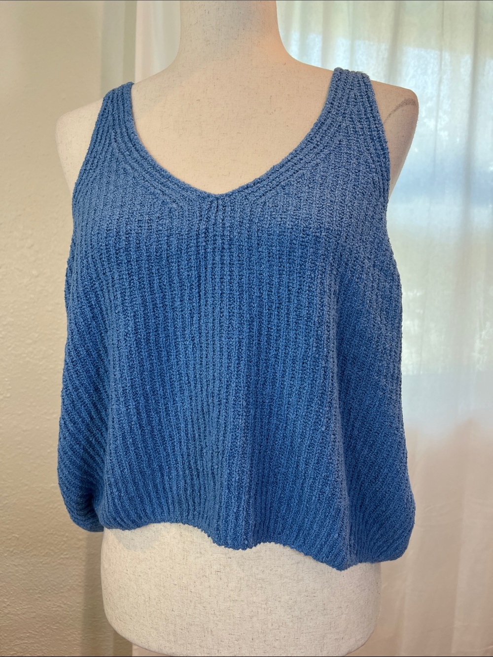 Nation LA for Anthropologie V-Neck Blue Pima Cotton Knit Tank Top. Size M. NWT